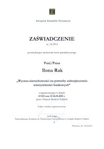 szkolenie egzamin Związek Banków Polskich lista bankowa Wycena nieruchomości na potrzeby zabezpieczenia wierzytelności bankowych